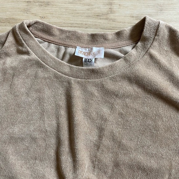 Beach Riot Maxine Terry Cloth Beach Sweatshirt Size Large Taupe - Picture 4 of 8